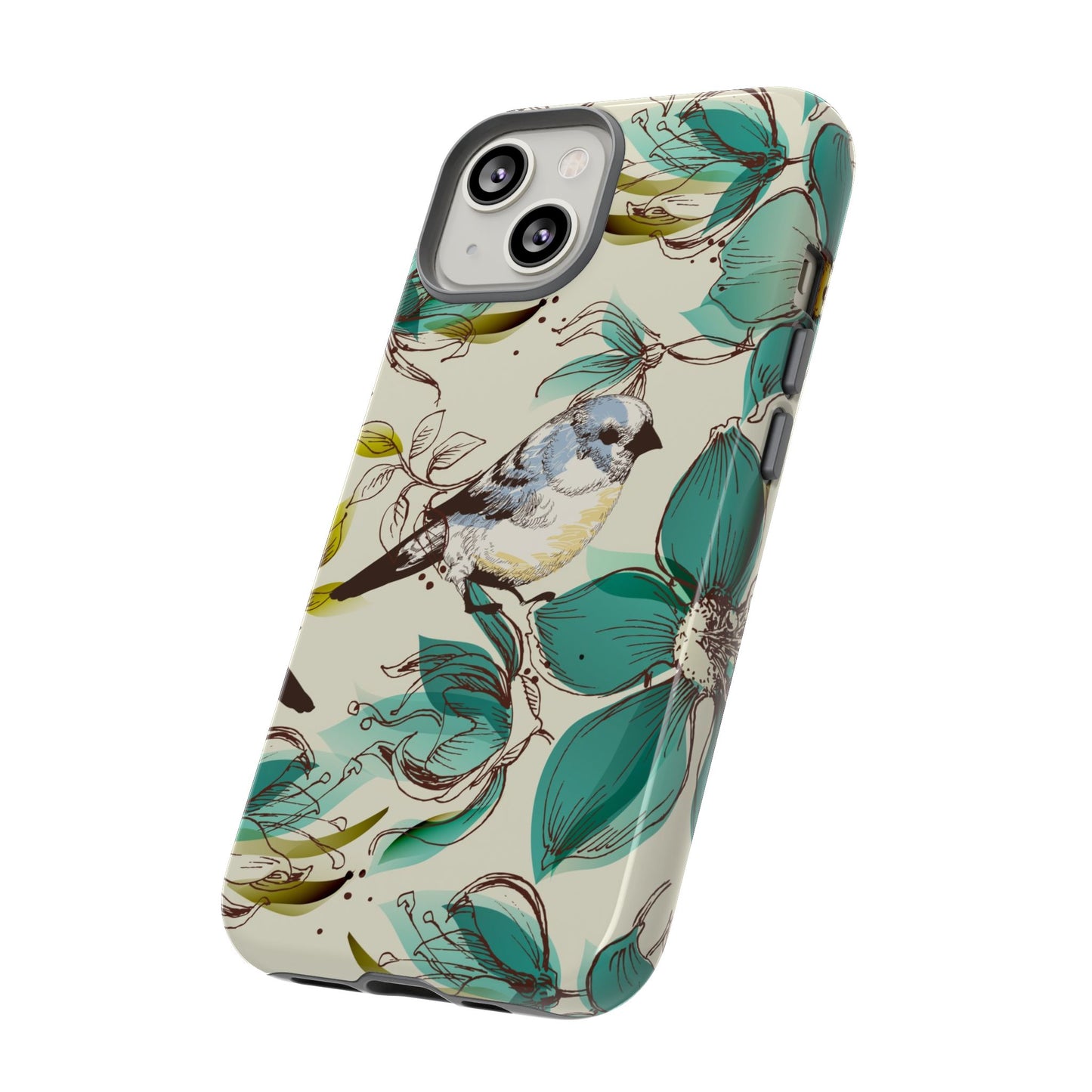 Floral Bird Phone Case - Tough Cases for Nature Lovers