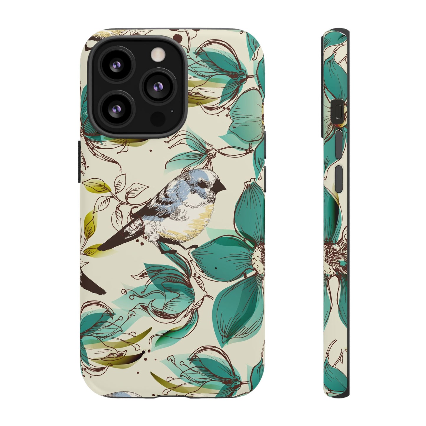 Floral Bird Phone Case - Tough Cases for Nature Lovers
