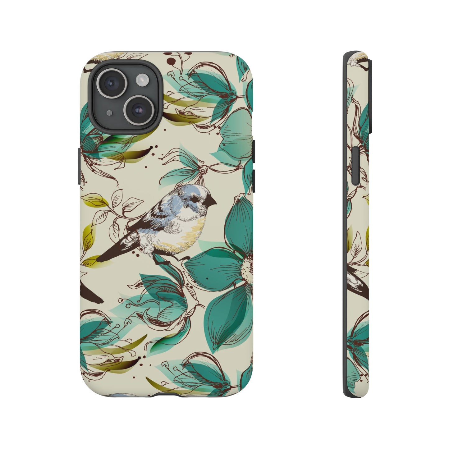 Floral Bird Phone Case - Tough Cases for Nature Lovers