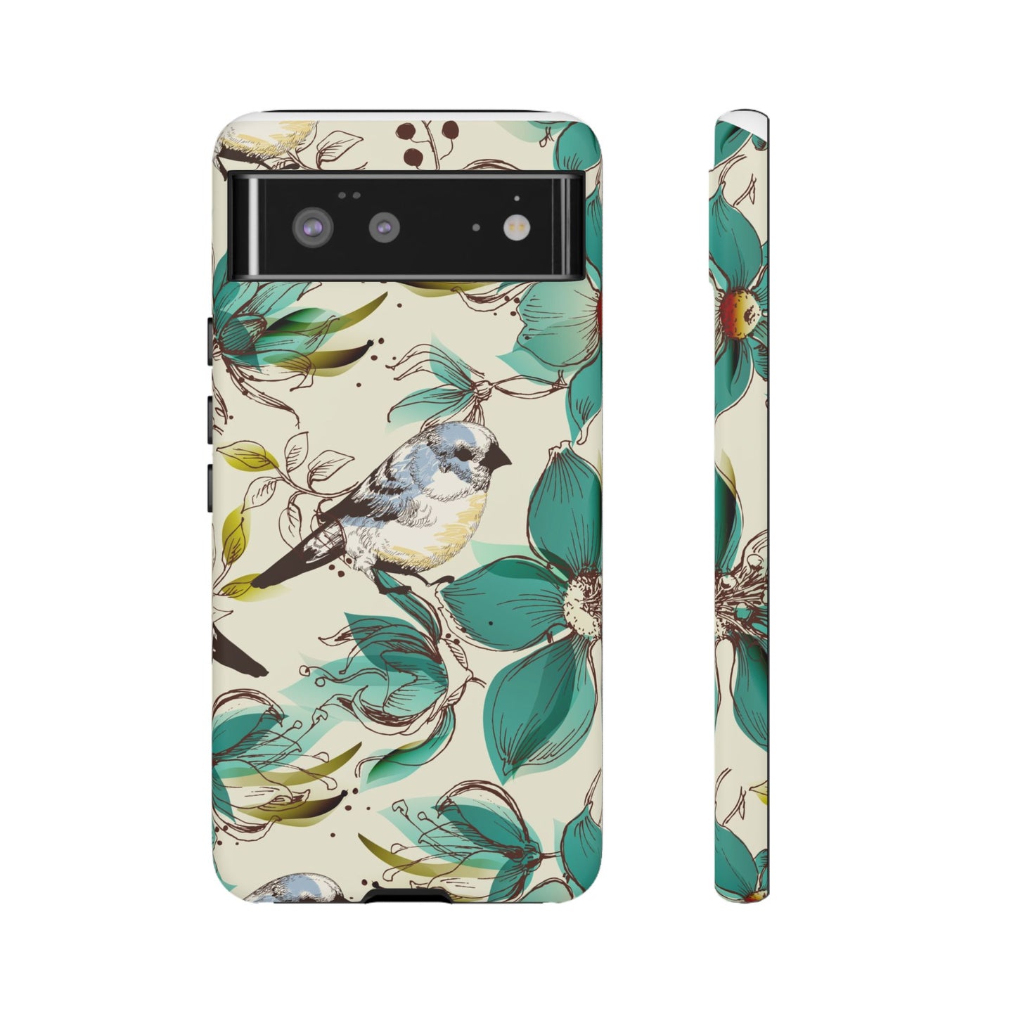 Floral Bird Phone Case - Tough Cases for Nature Lovers