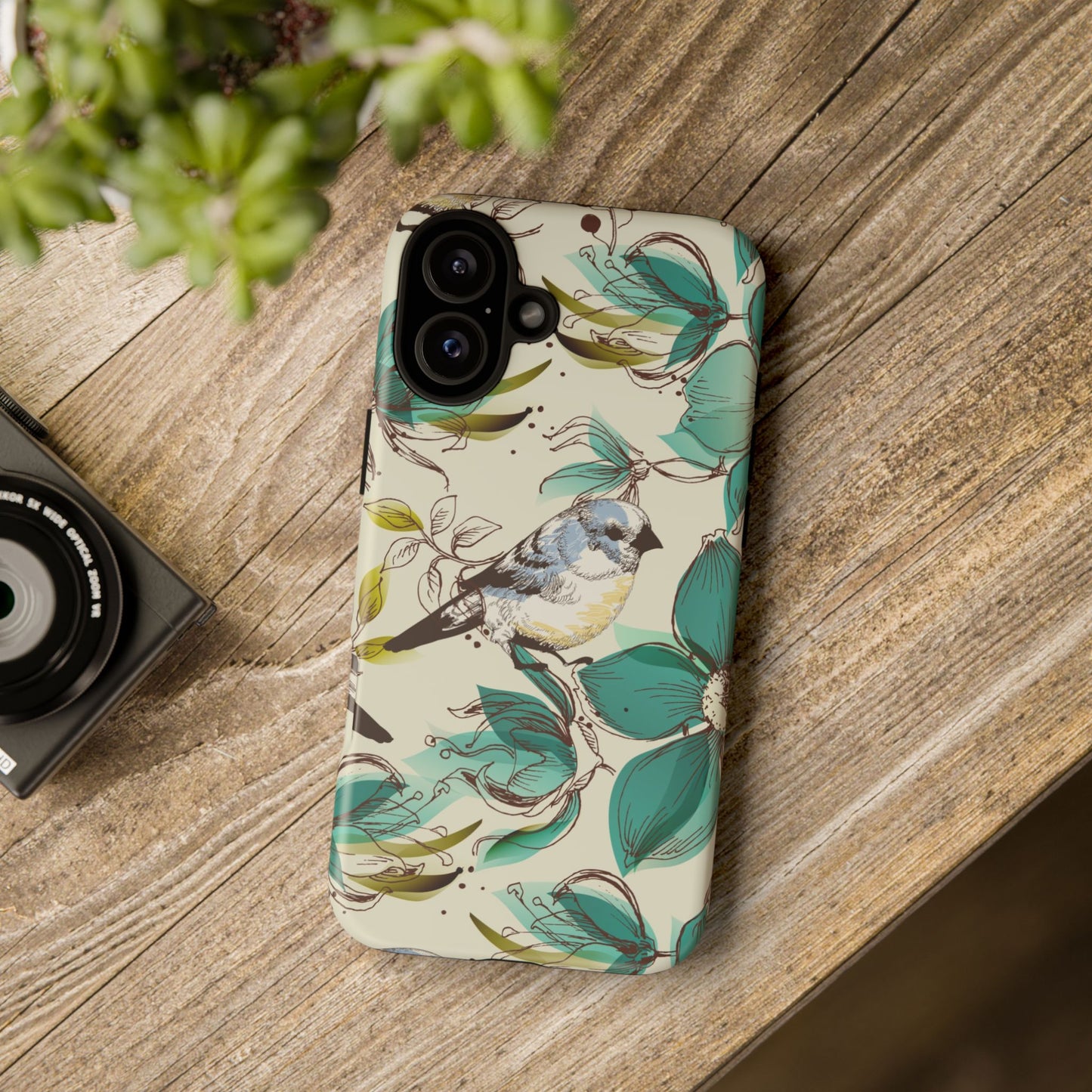 Floral Bird Phone Case - Tough Cases for Nature Lovers
