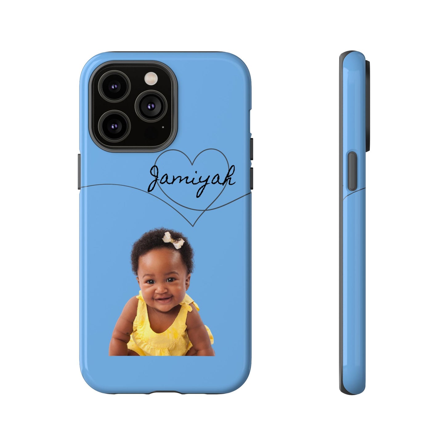 Personalized Tough Case with Heart Design - Custom Phone Cover for Kids