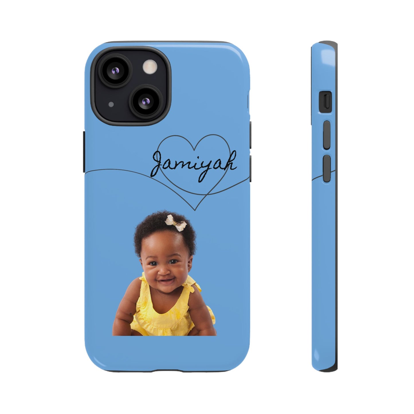 Personalized Tough Case with Heart Design - Custom Phone Cover for Kids