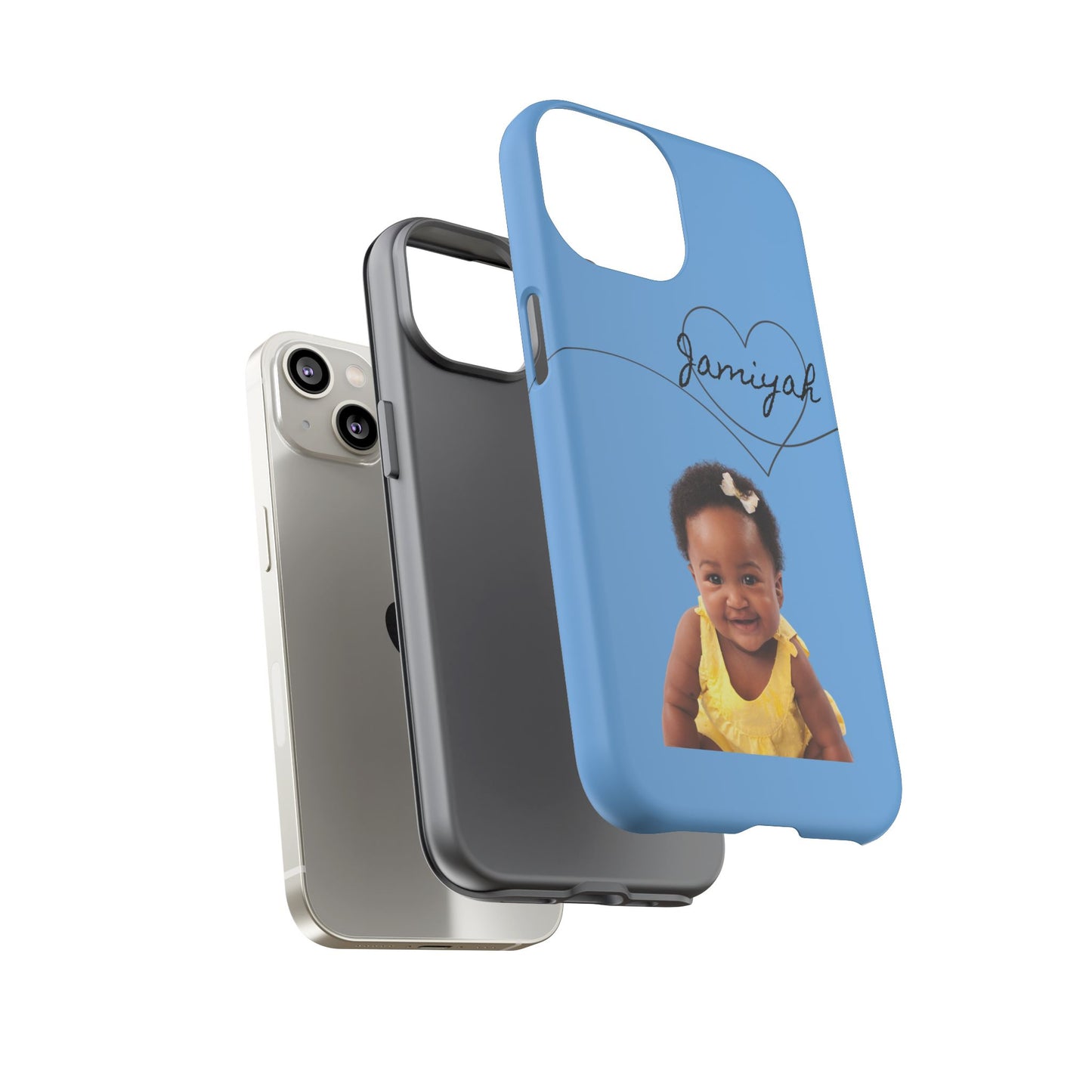 Personalized Tough Case with Heart Design - Custom Phone Cover for Kids