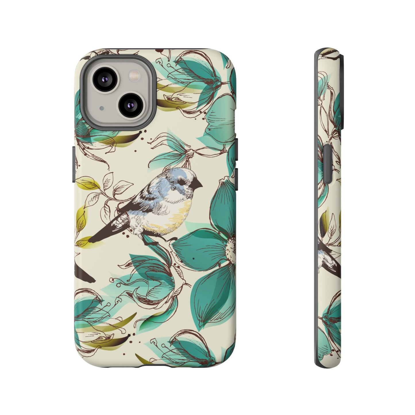 Floral Bird Phone Case - Tough Cases for Nature Lovers