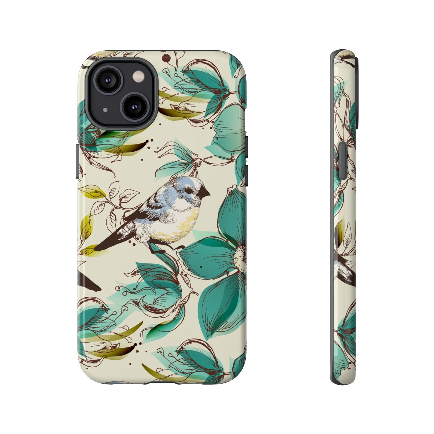 Floral Bird Phone Case - Tough Cases for Nature Lovers