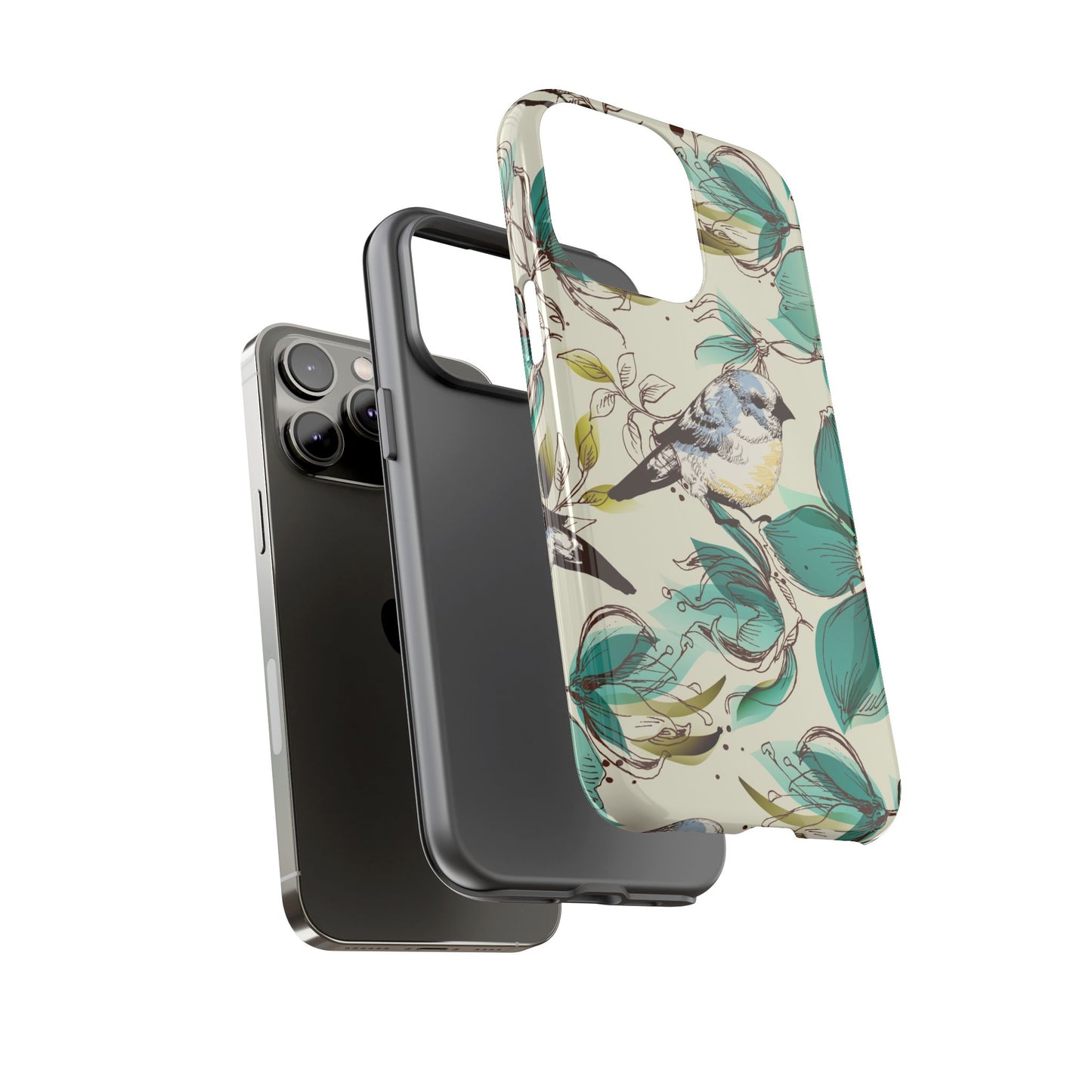 Floral Bird Phone Case - Tough Cases for Nature Lovers