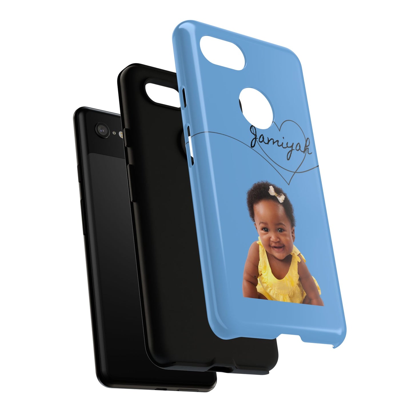 Personalized Tough Case with Heart Design - Custom Phone Cover for Kids