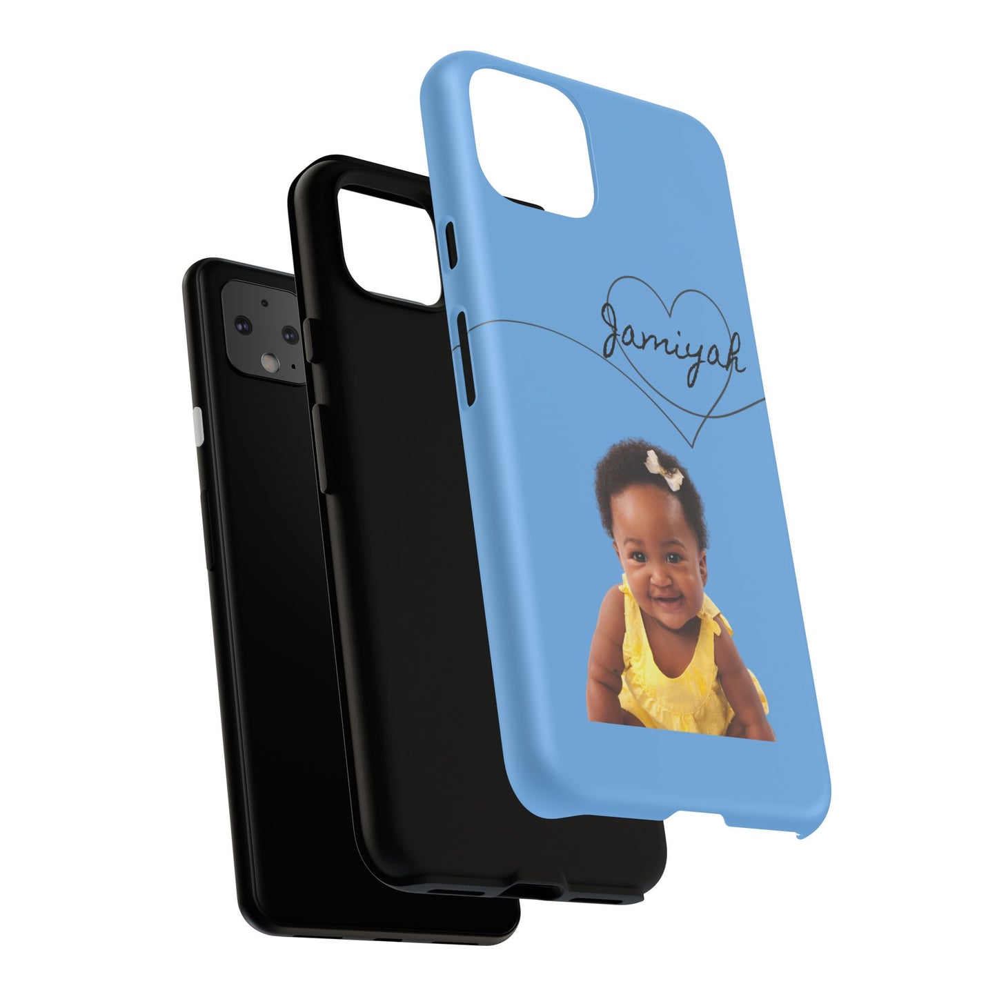 Personalized Tough Case with Heart Design - Custom Phone Cover for Kids