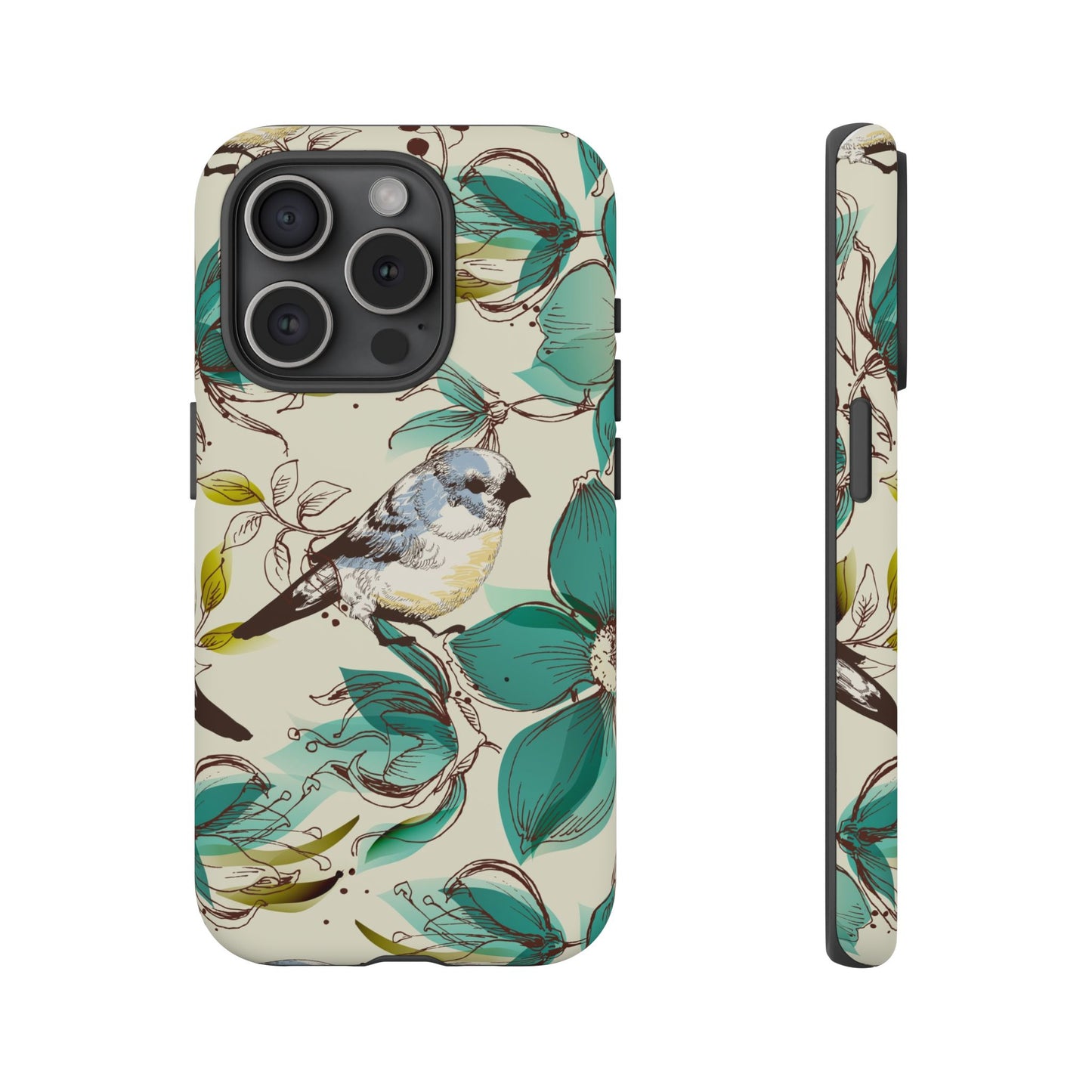 Floral Bird Phone Case - Tough Cases for Nature Lovers