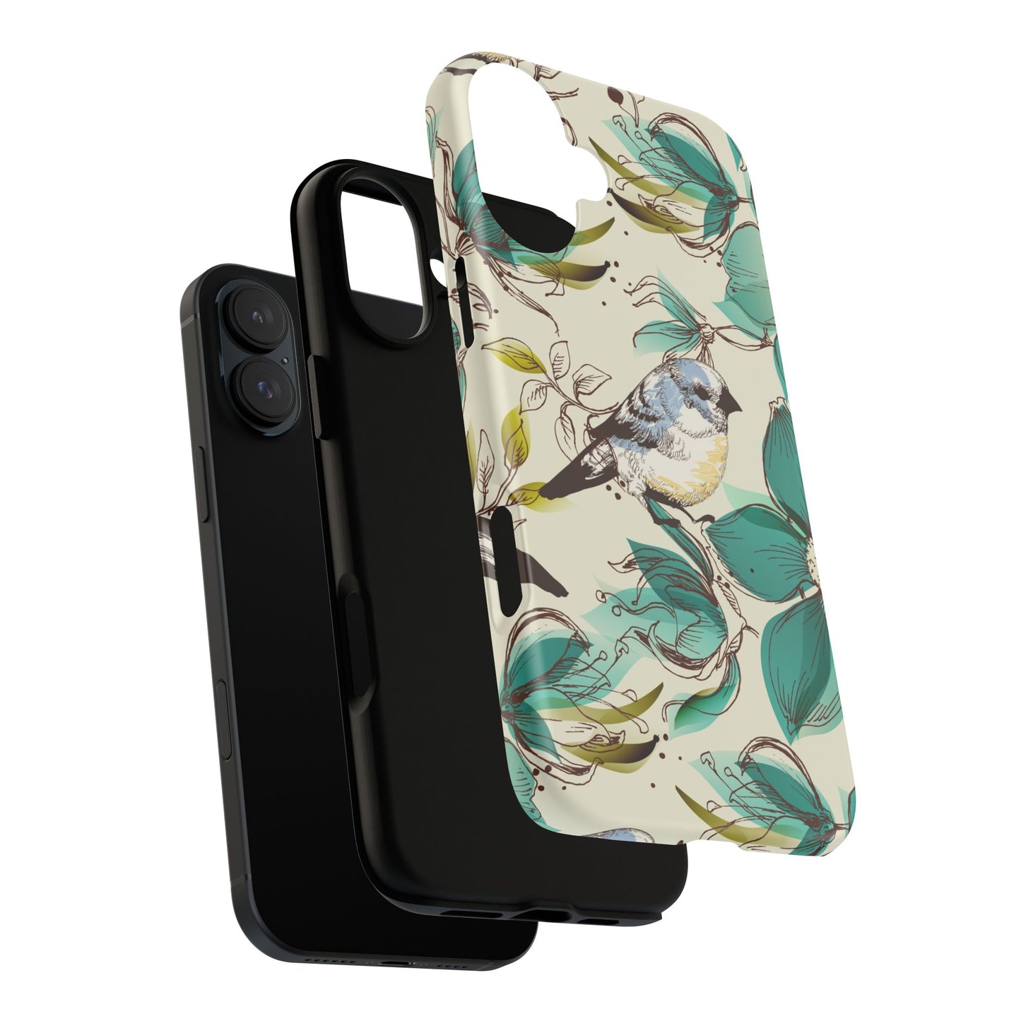 Floral Bird Phone Case - Tough Cases for Nature Lovers