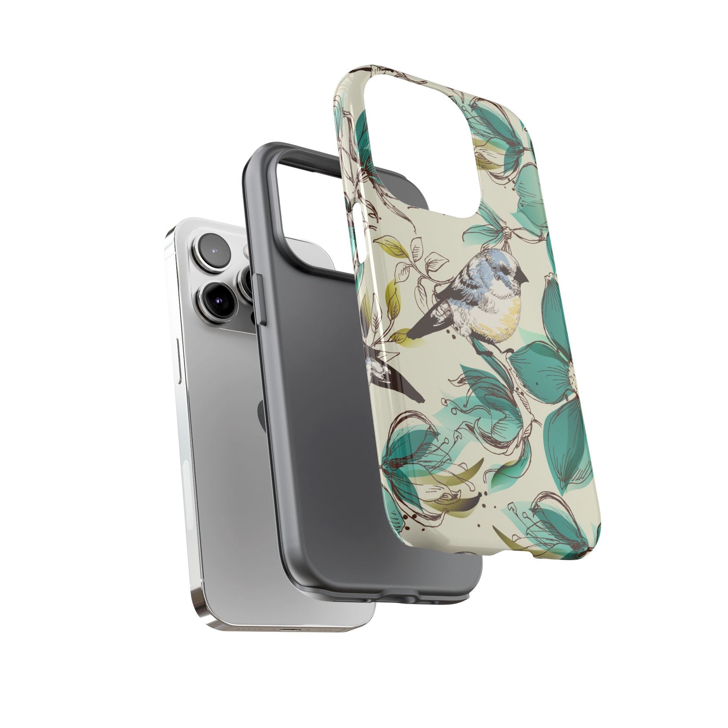 Floral Bird Phone Case - Tough Cases for Nature Lovers