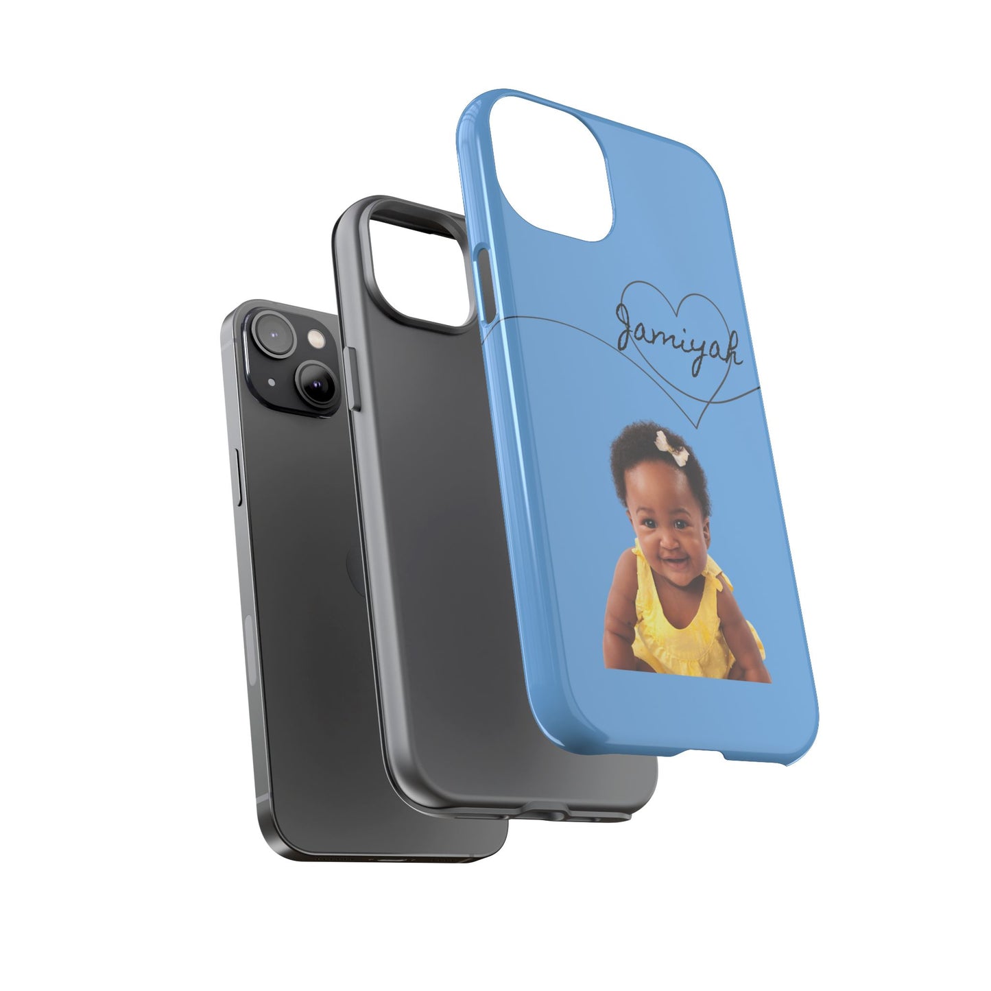 Personalized Tough Case with Heart Design - Custom Phone Cover for Kids