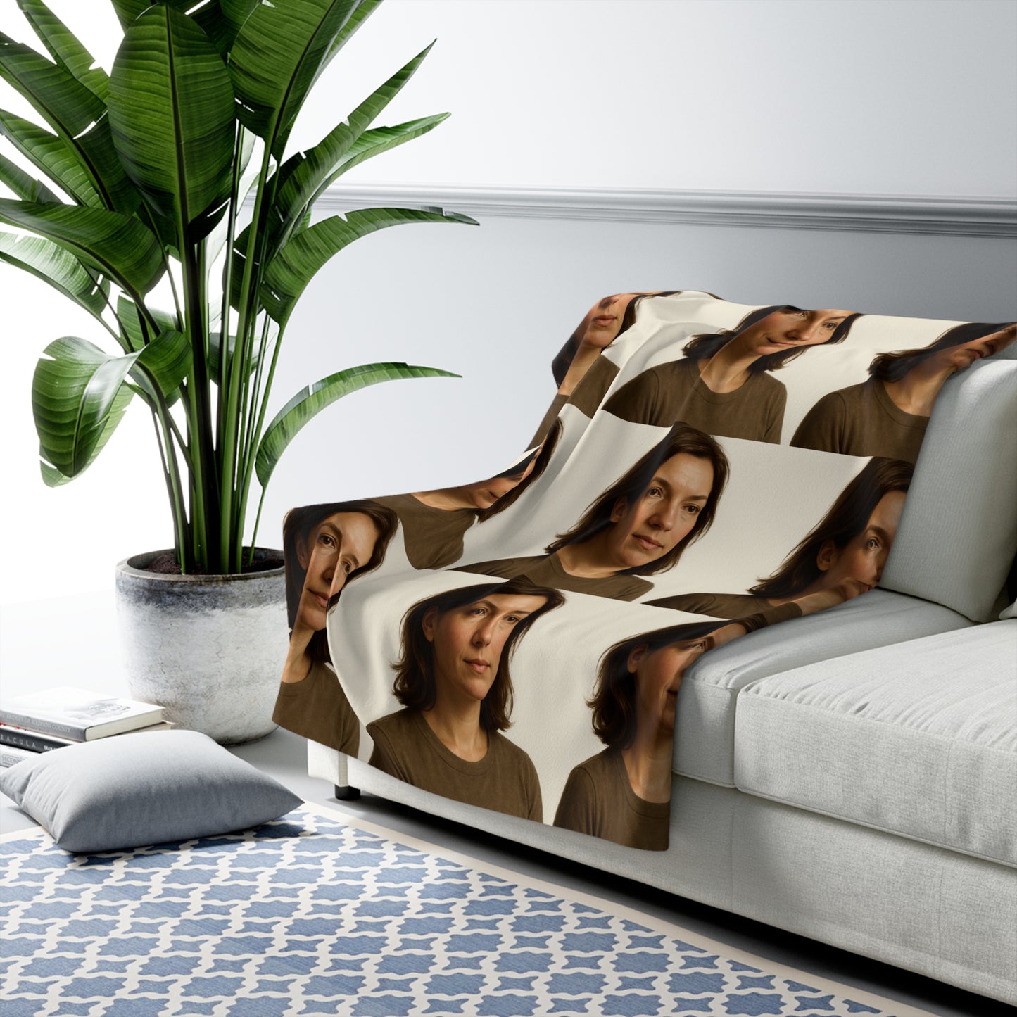 Personalized Portrait Sherpa Fleece Blanket