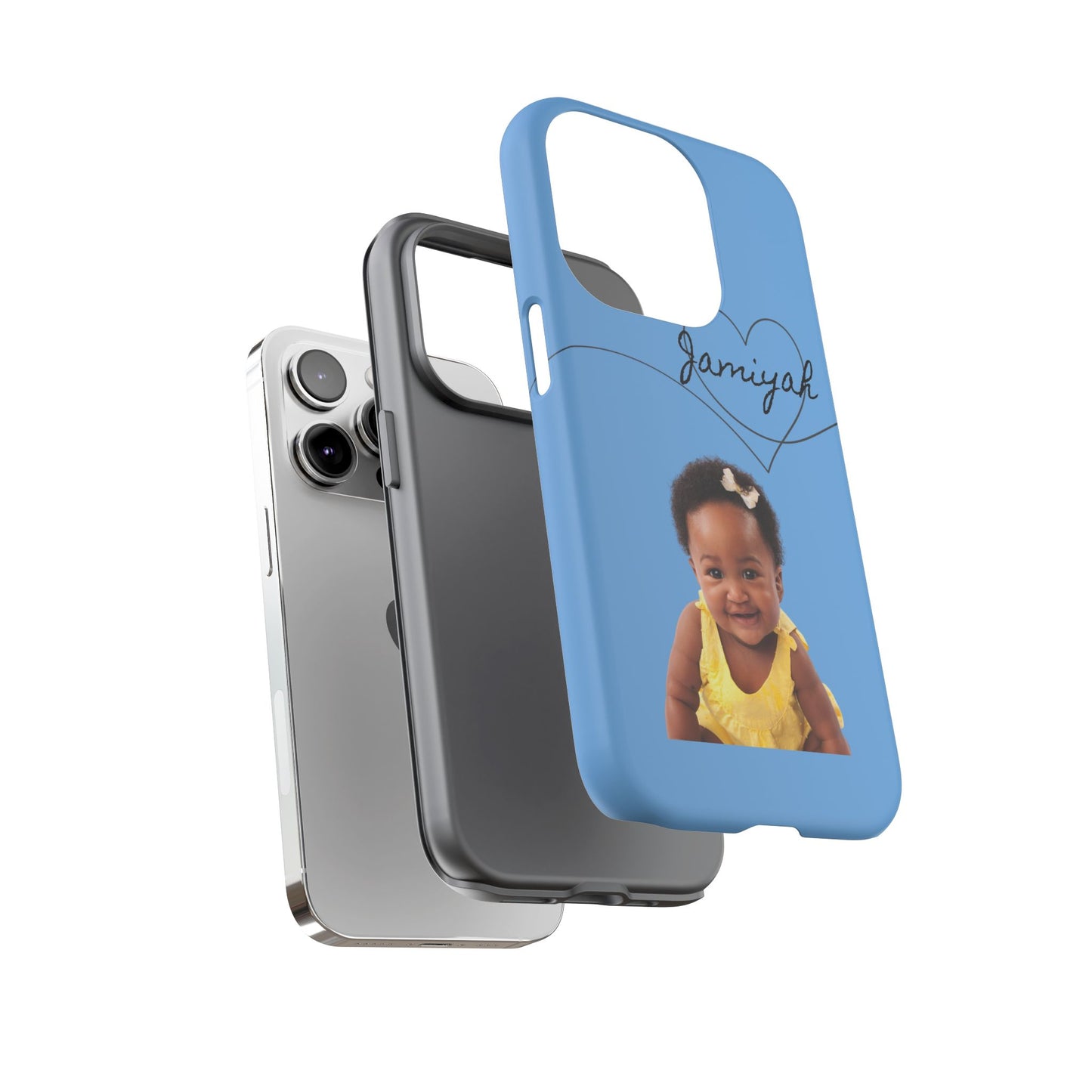 Personalized Tough Case with Heart Design - Custom Phone Cover for Kids