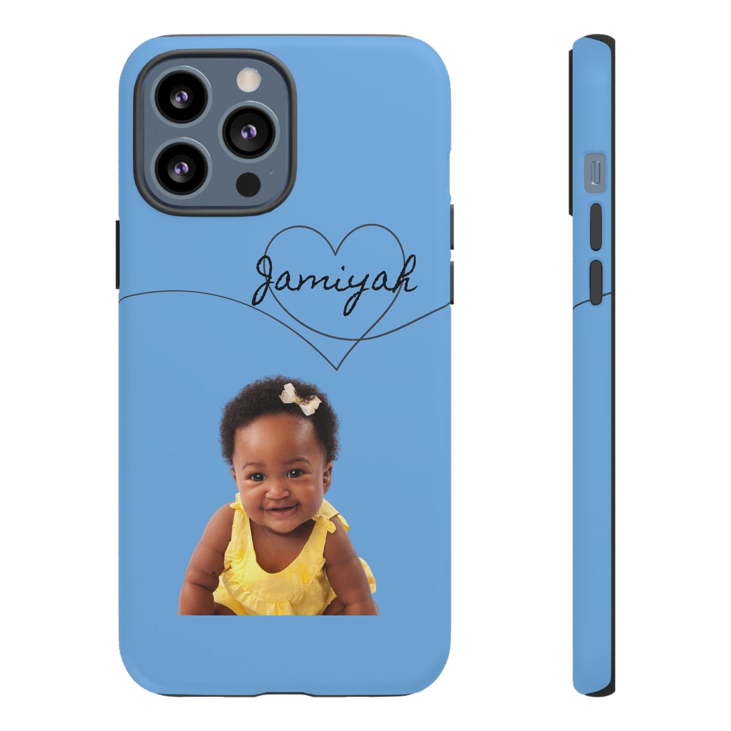 Personalized Tough Case with Heart Design - Custom Phone Cover for Kids