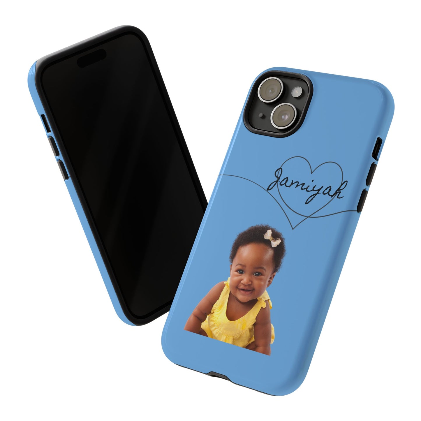 Personalized Tough Case with Heart Design - Custom Phone Cover for Kids