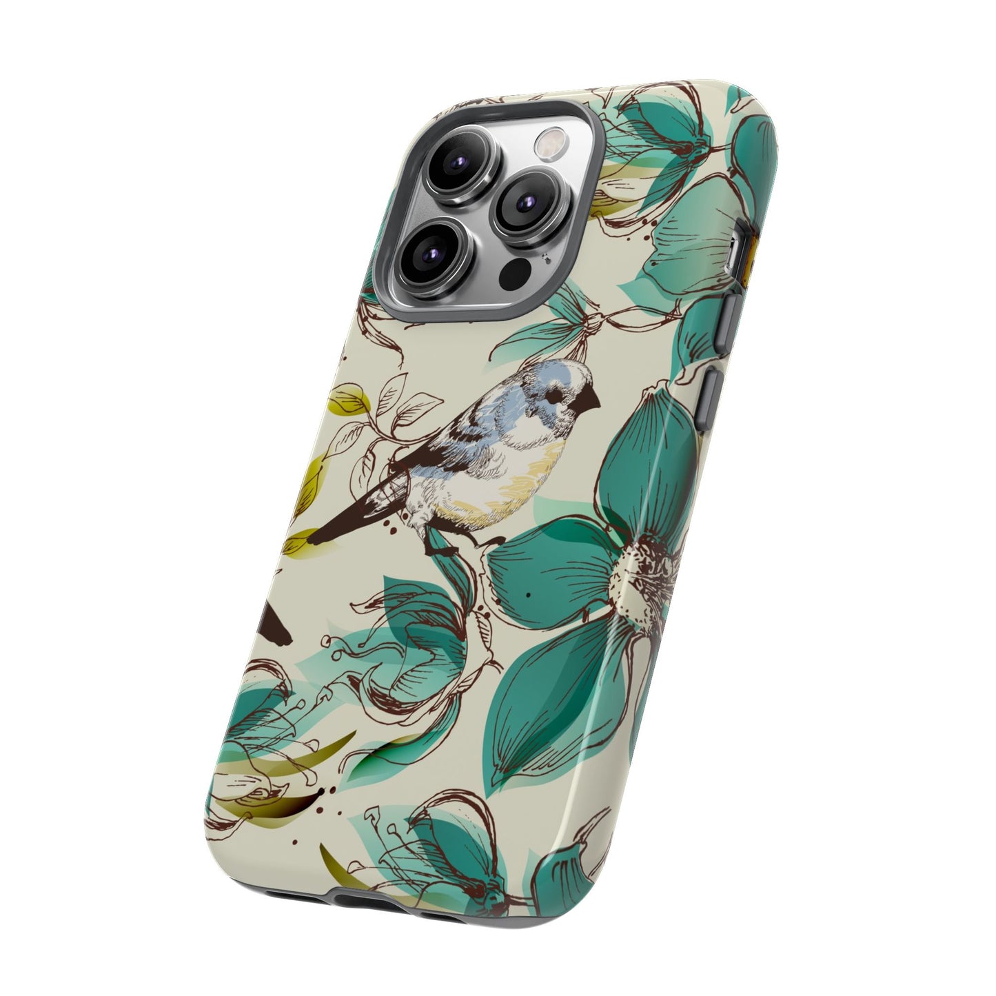 Floral Bird Phone Case - Tough Cases for Nature Lovers