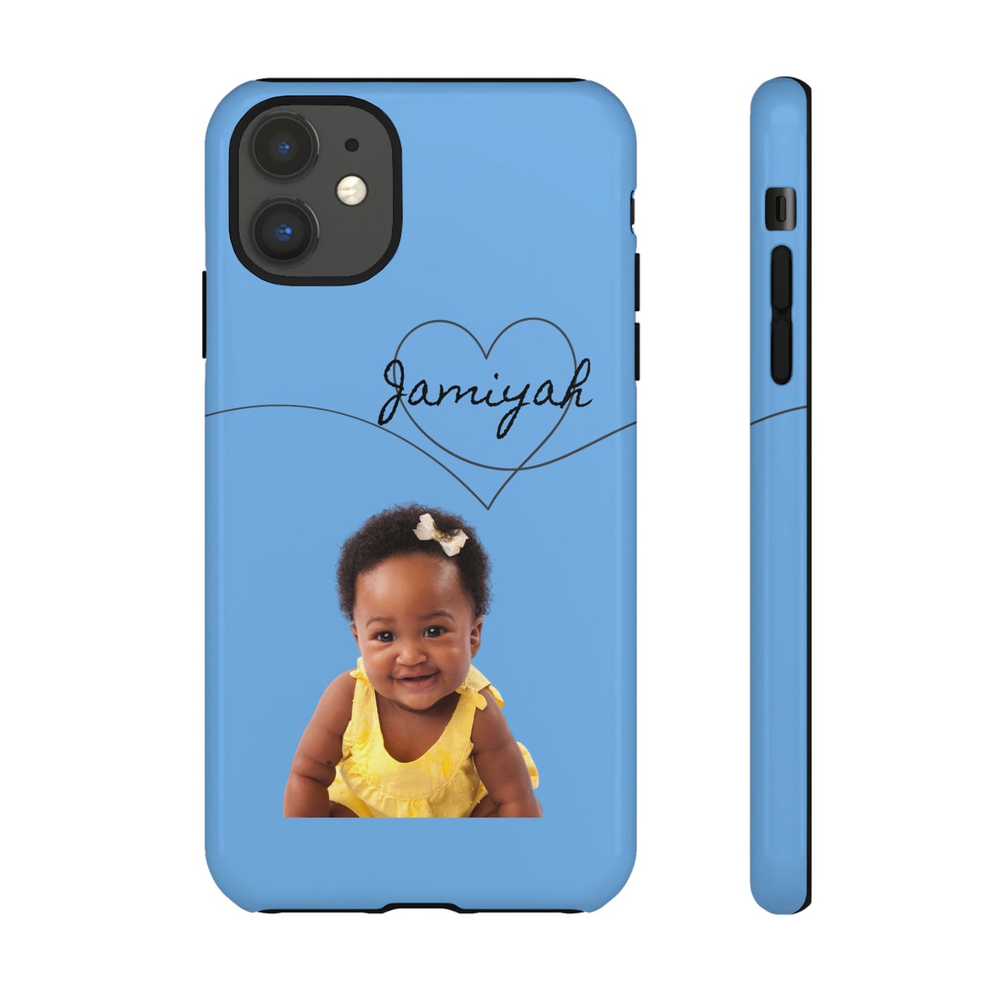 Personalized Tough Case with Heart Design - Custom Phone Cover for Kids