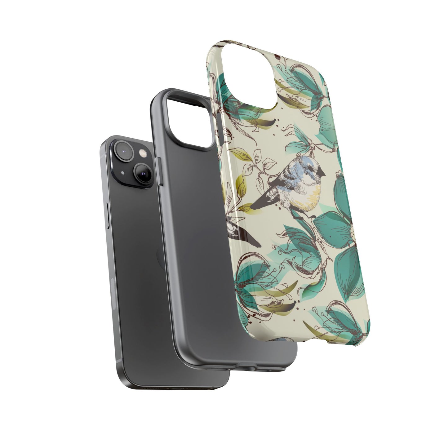 Floral Bird Phone Case - Tough Cases for Nature Lovers