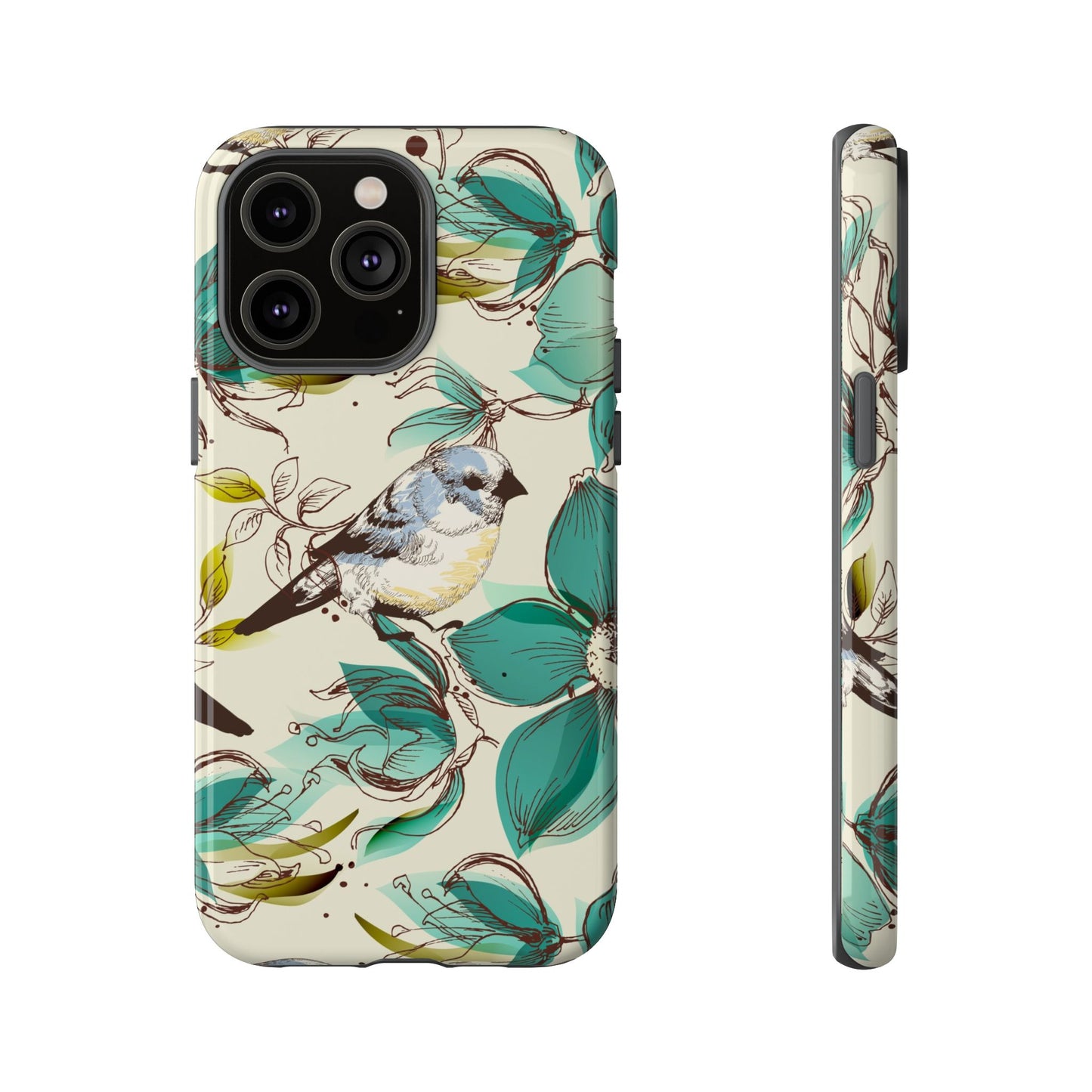 Floral Bird Phone Case - Tough Cases for Nature Lovers