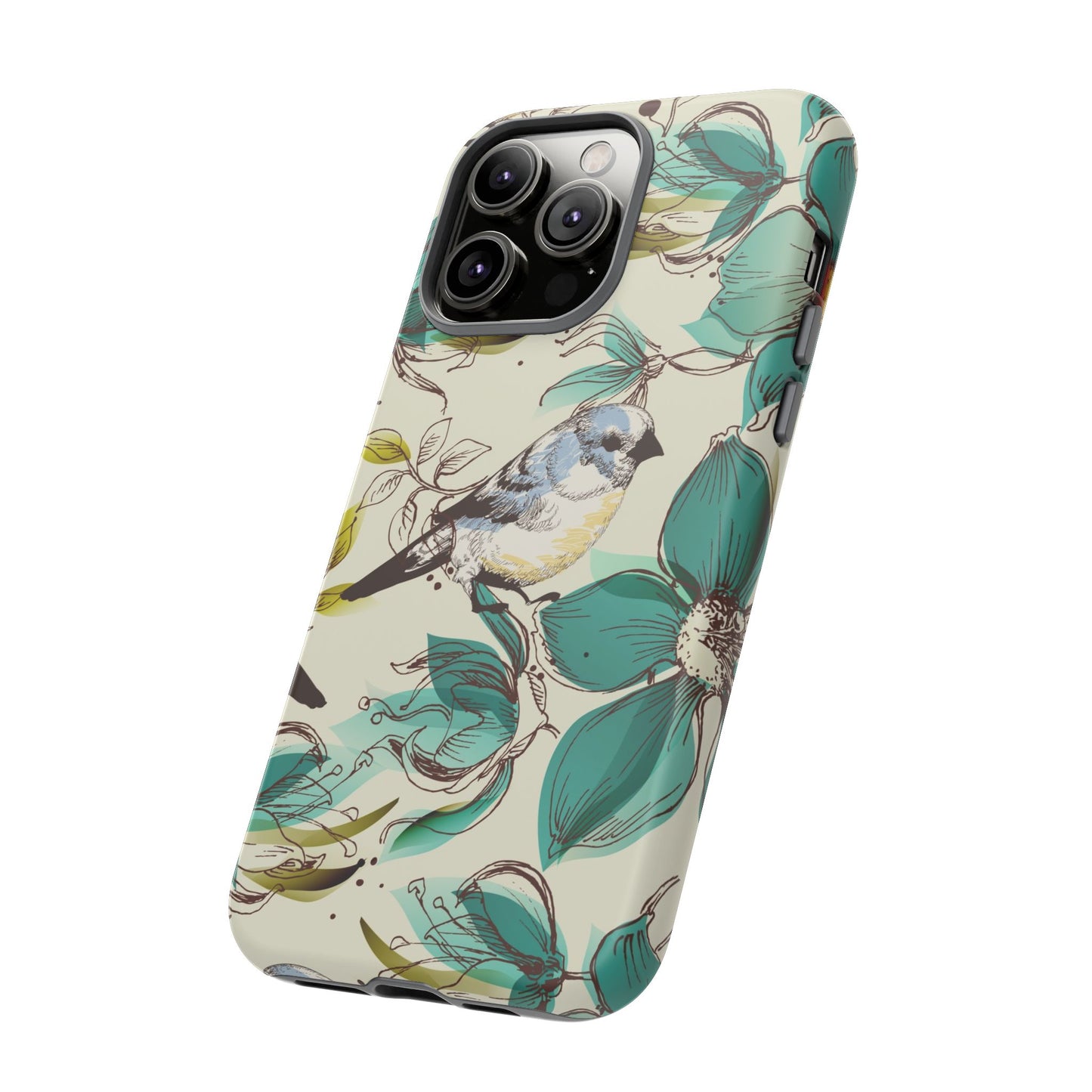 Floral Bird Phone Case - Tough Cases for Nature Lovers