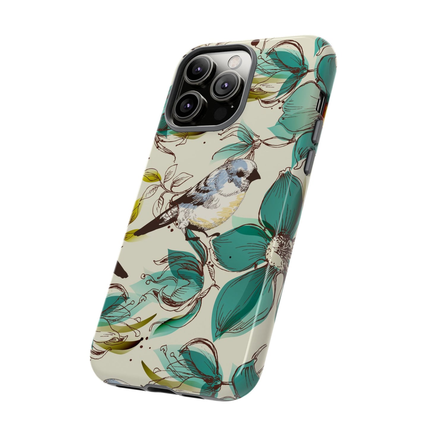 Floral Bird Phone Case - Tough Cases for Nature Lovers