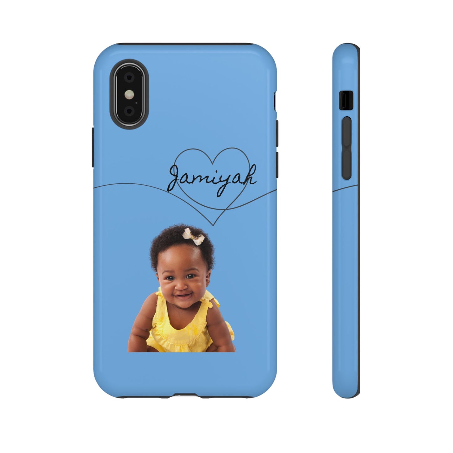 Personalized Tough Case with Heart Design - Custom Phone Cover for Kids