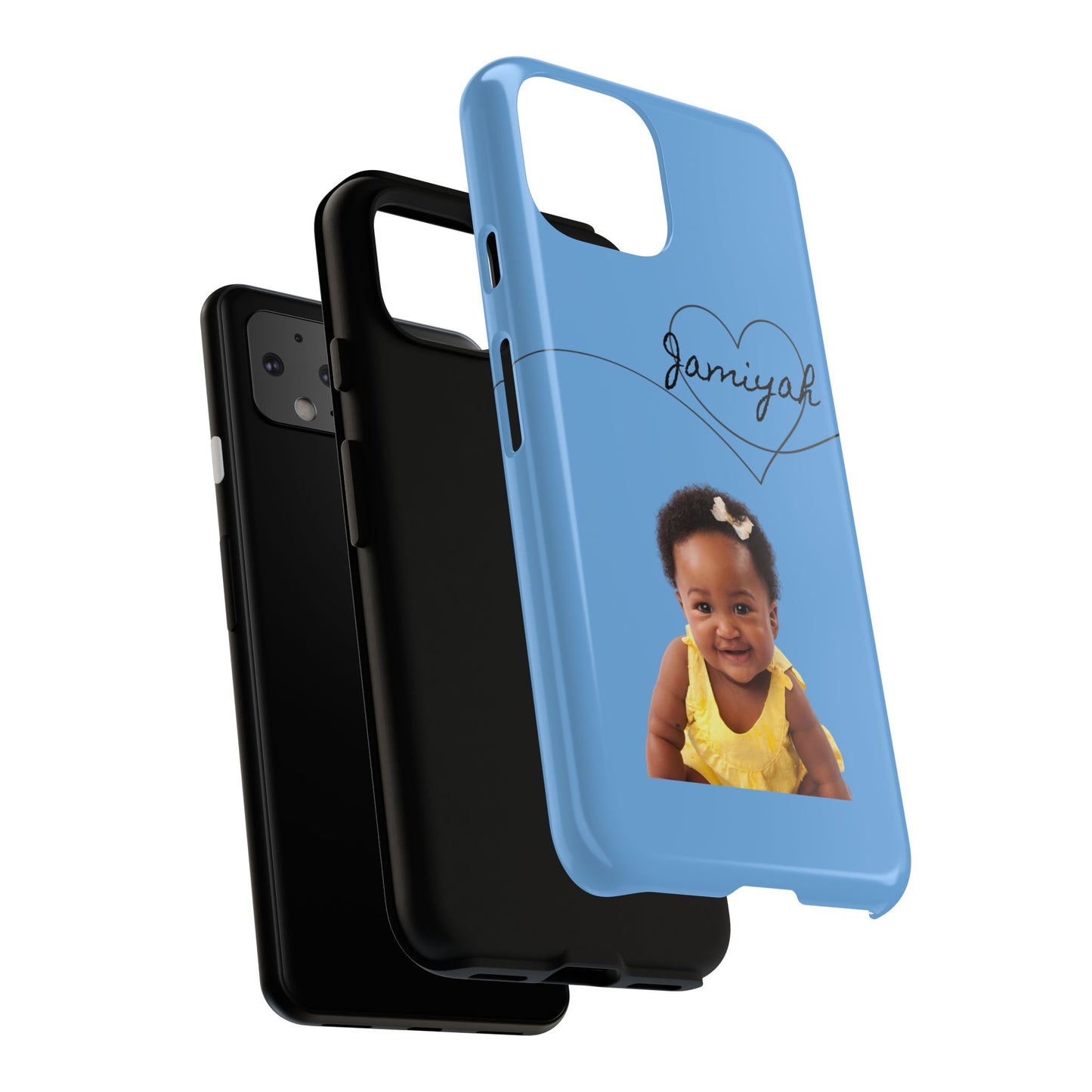 Personalized Tough Case with Heart Design - Custom Phone Cover for Kids