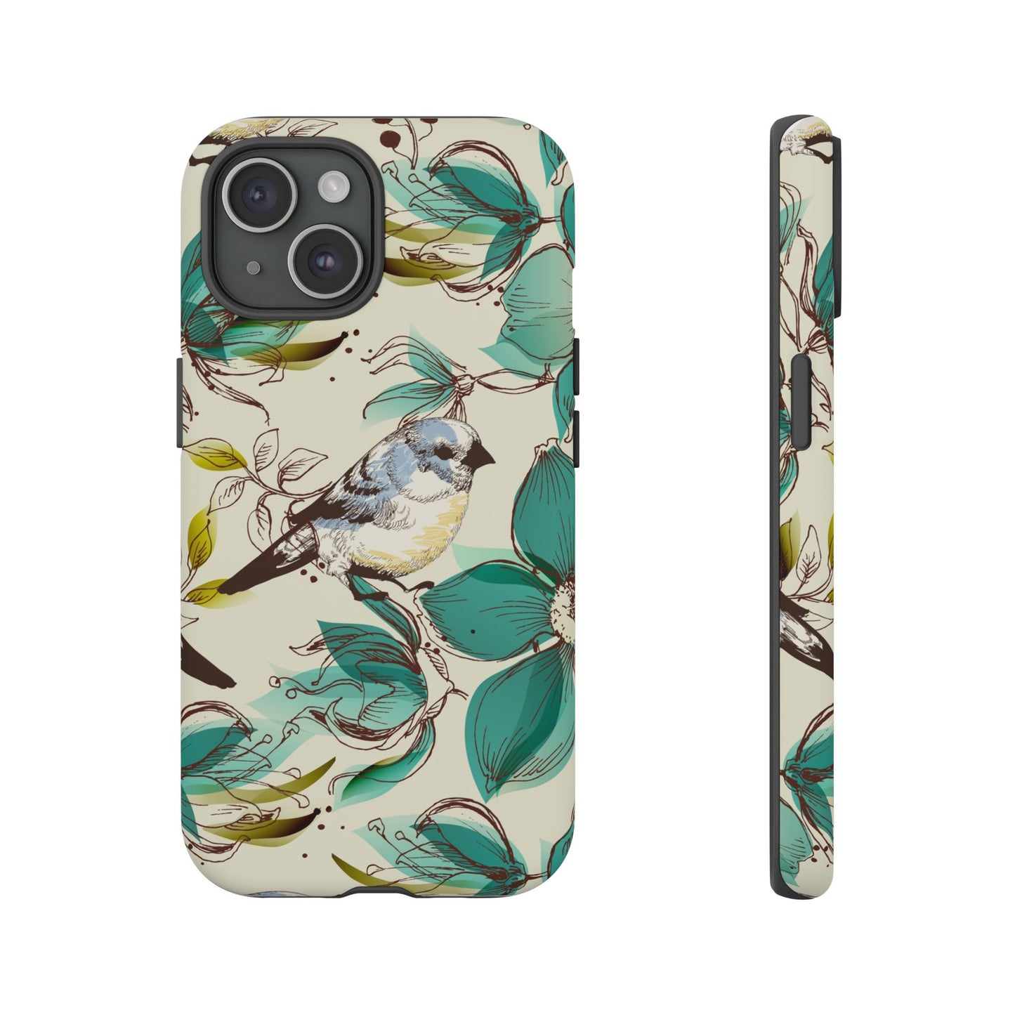 Floral Bird Phone Case - Tough Cases for Nature Lovers