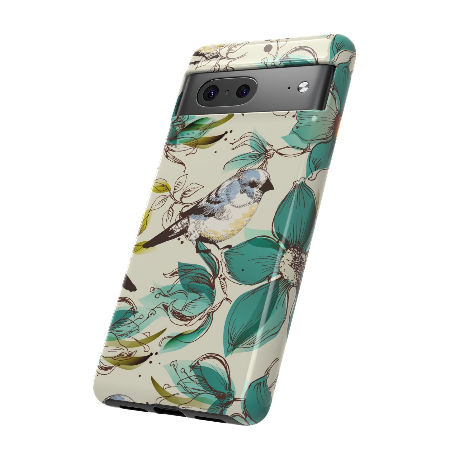 Floral Bird Phone Case - Tough Cases for Nature Lovers