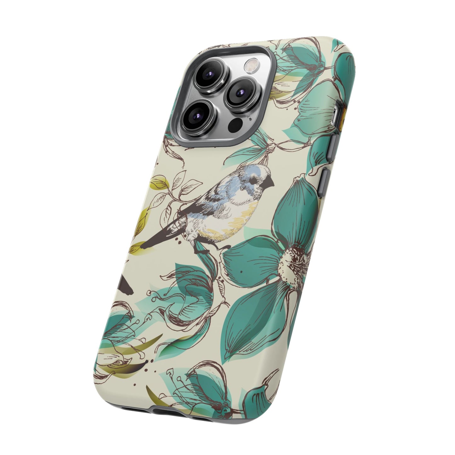 Floral Bird Phone Case - Tough Cases for Nature Lovers