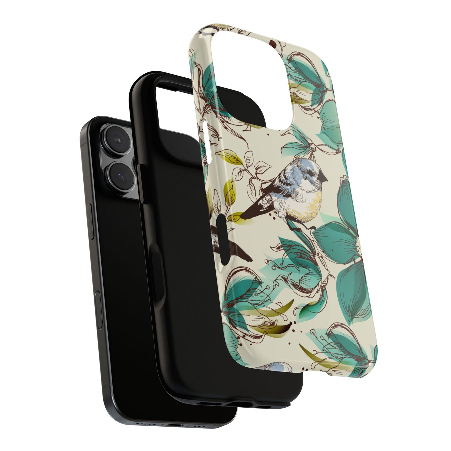 Floral Bird Phone Case - Tough Cases for Nature Lovers