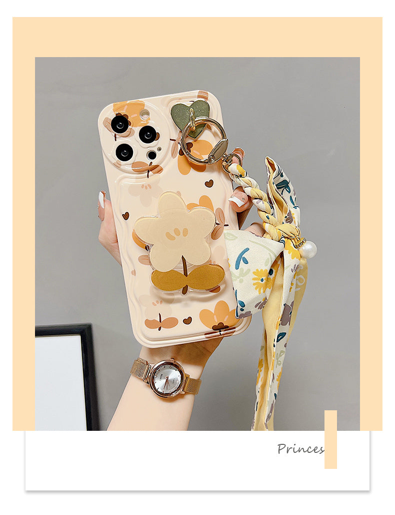 Autumn Leaves and Flowers with Bow Silk Scarf Phone Cases