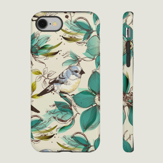 Floral Bird Phone Case - Tough Cases for Nature Lovers