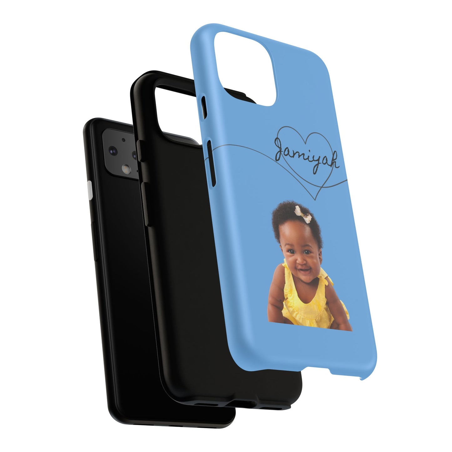 Personalized Tough Case with Heart Design - Custom Phone Cover for Kids