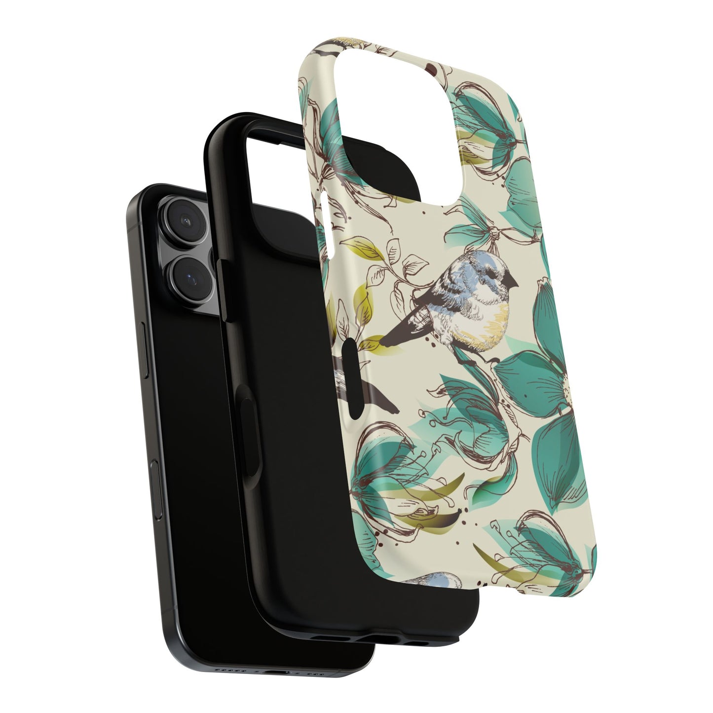 Floral Bird Phone Case - Tough Cases for Nature Lovers