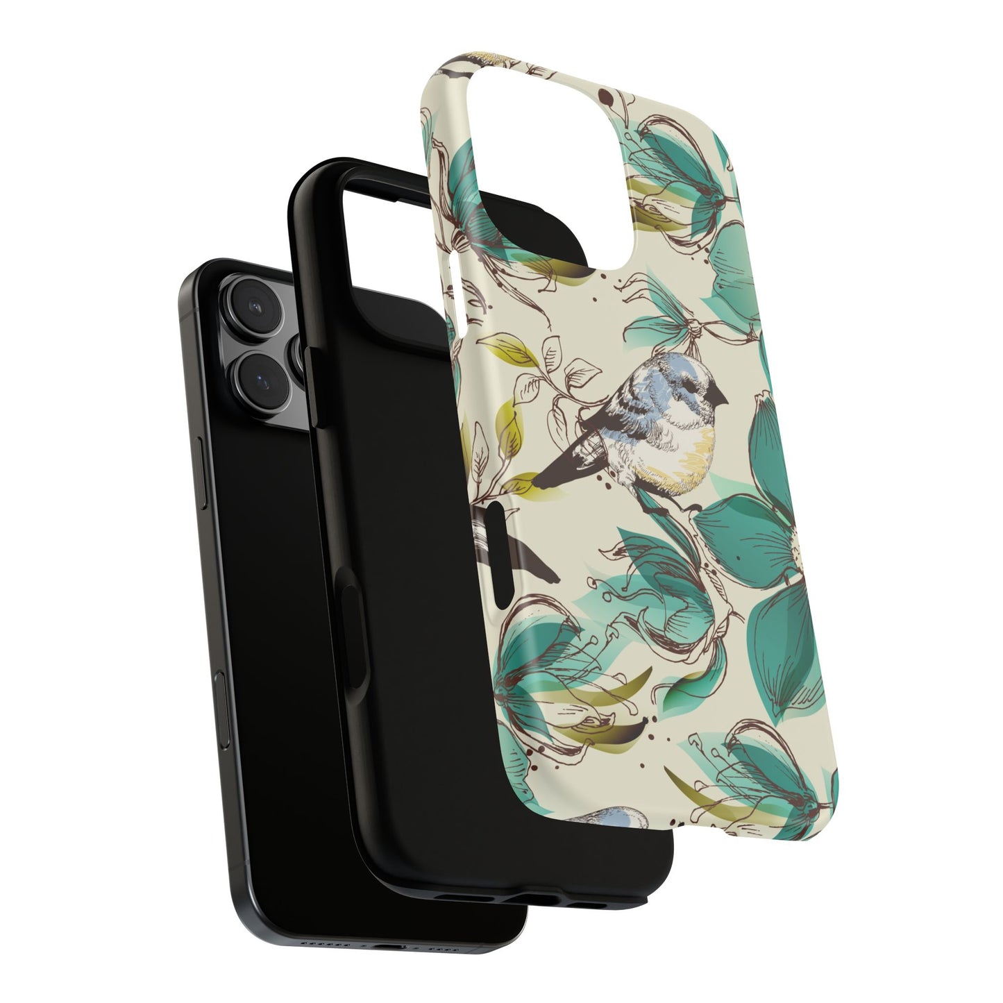 Floral Bird Phone Case - Tough Cases for Nature Lovers