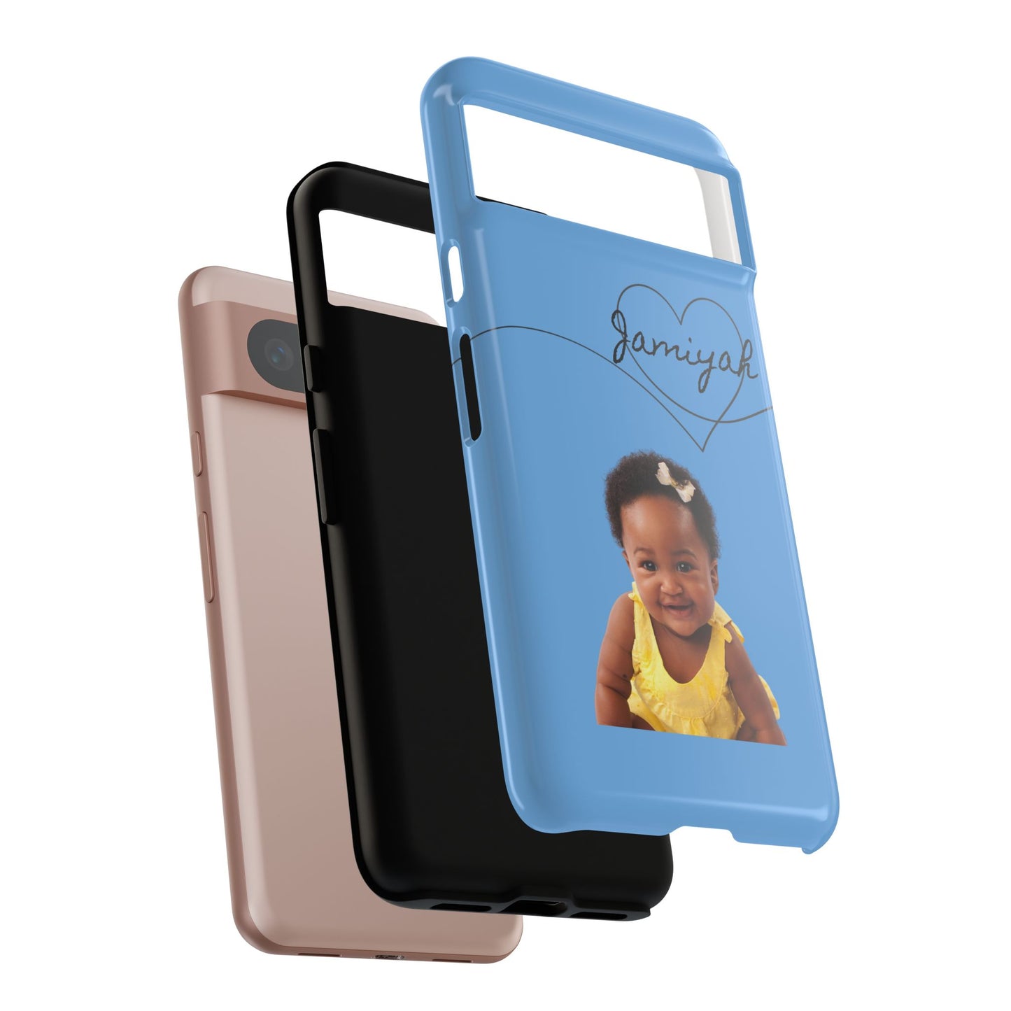 Personalized Tough Case with Heart Design - Custom Phone Cover for Kids