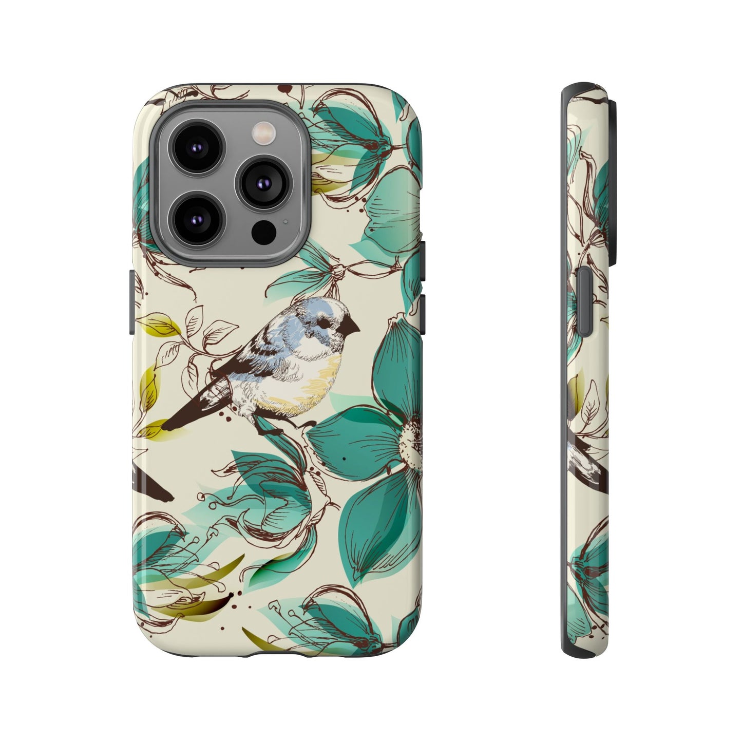 Floral Bird Phone Case - Tough Cases for Nature Lovers