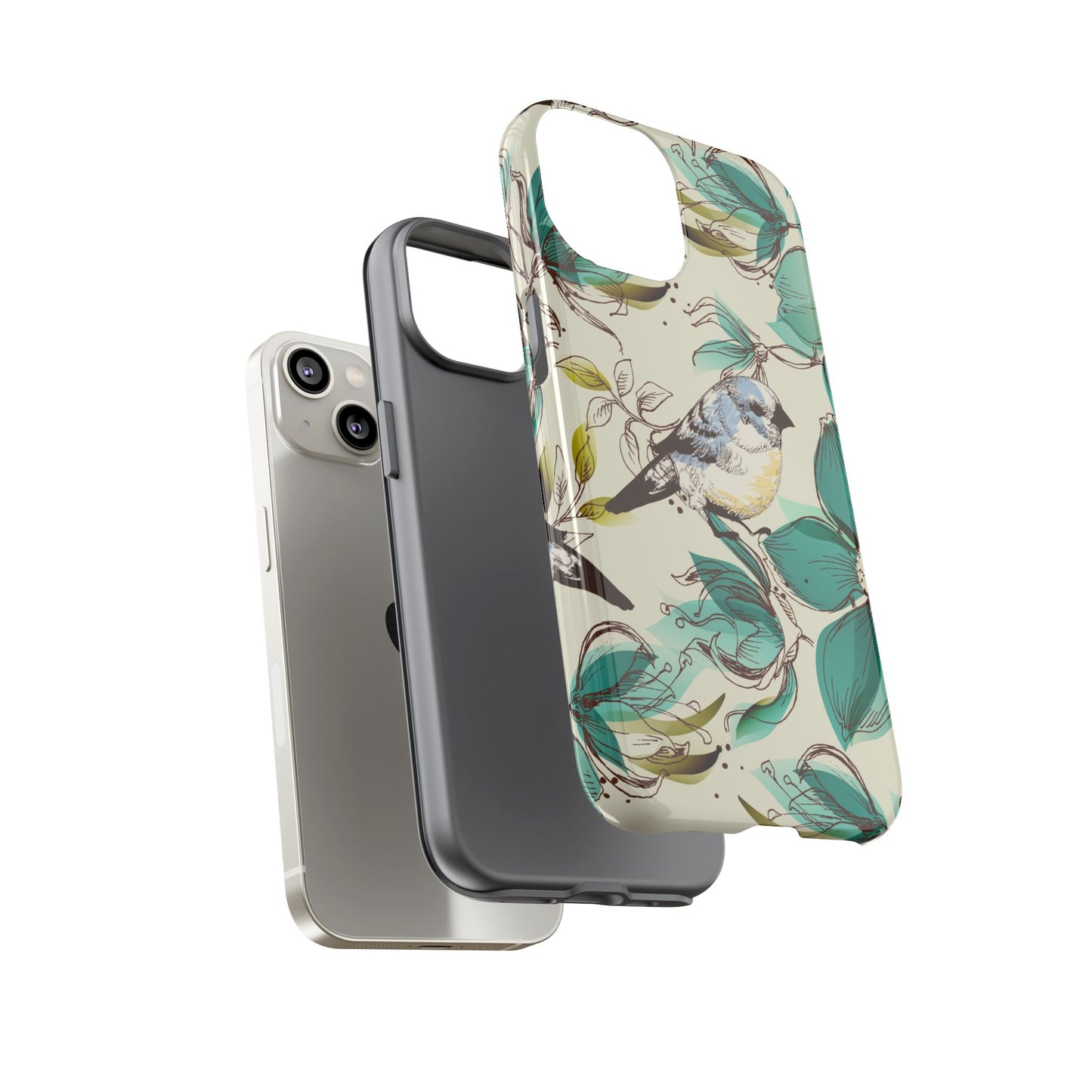 Floral Bird Phone Case - Tough Cases for Nature Lovers