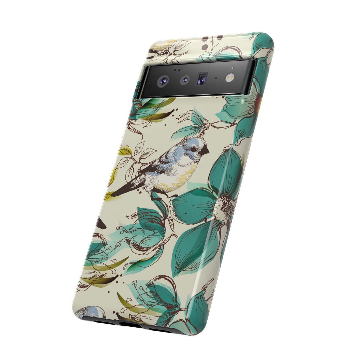 Floral Bird Phone Case - Tough Cases for Nature Lovers