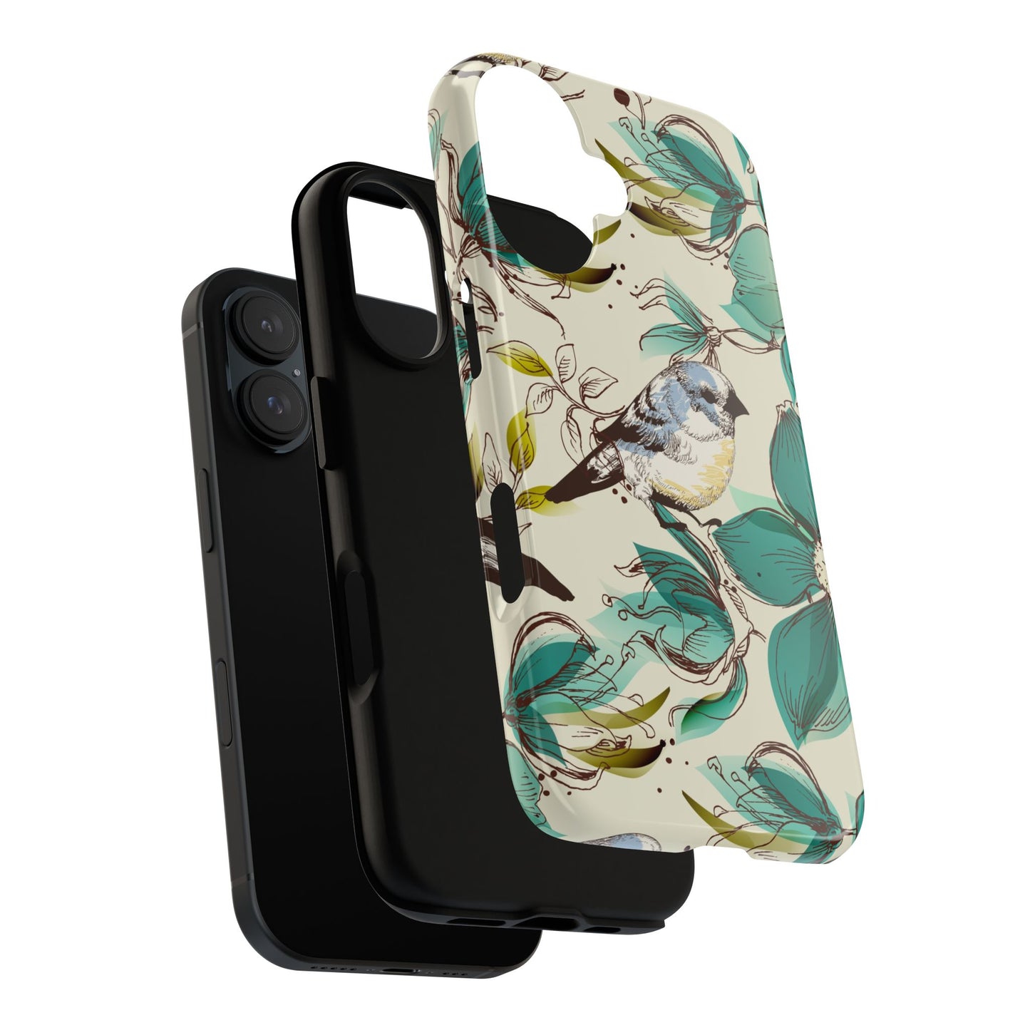 Floral Bird Phone Case - Tough Cases for Nature Lovers