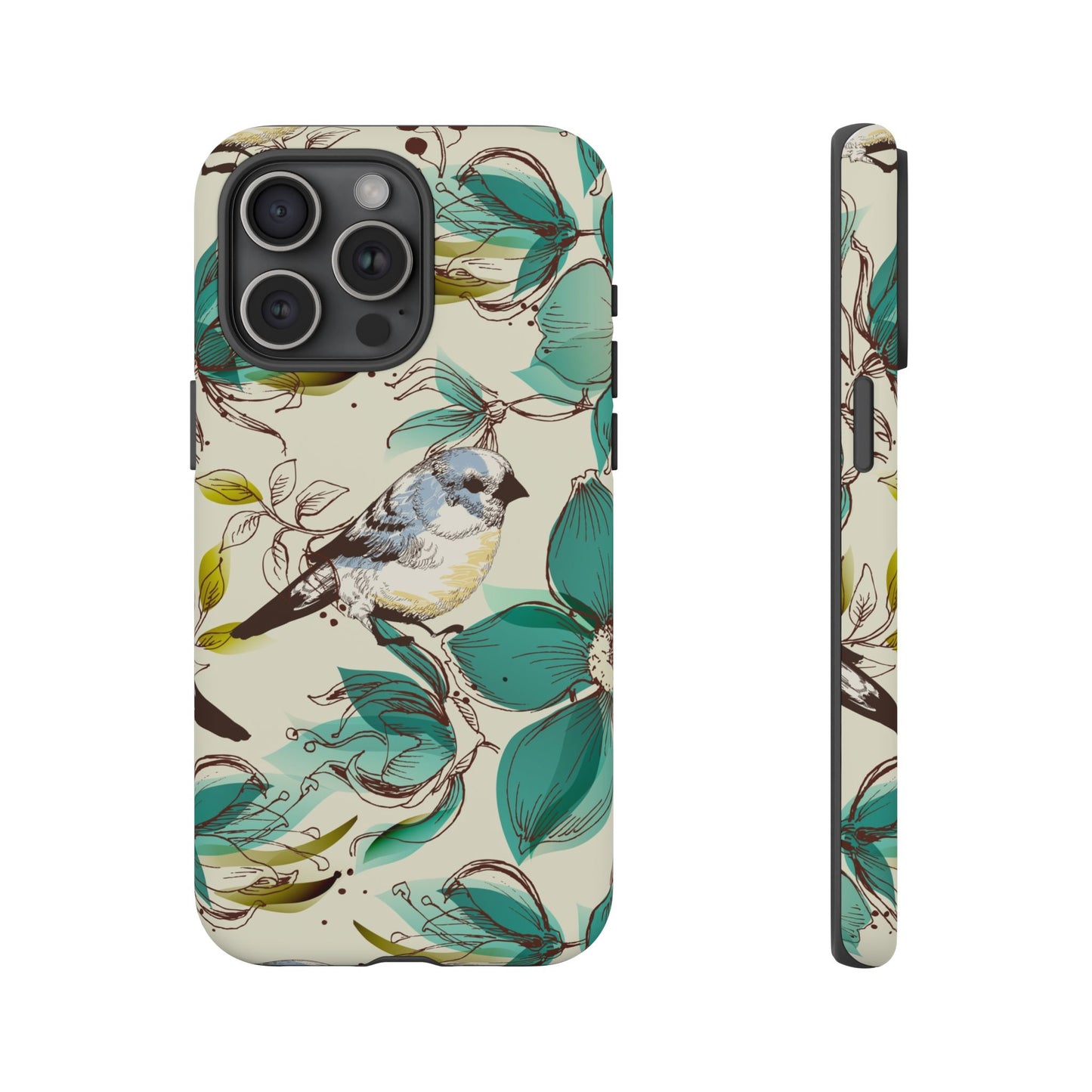 Floral Bird Phone Case - Tough Cases for Nature Lovers