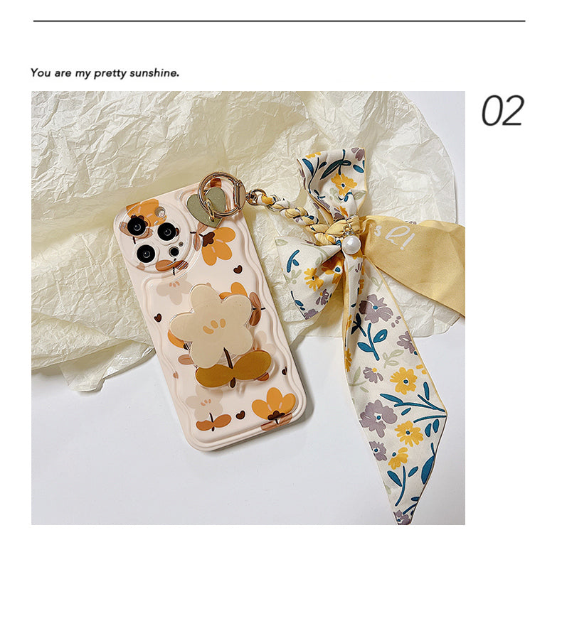 Autumn Leaves and Flowers with Bow Silk Scarf Phone Cases