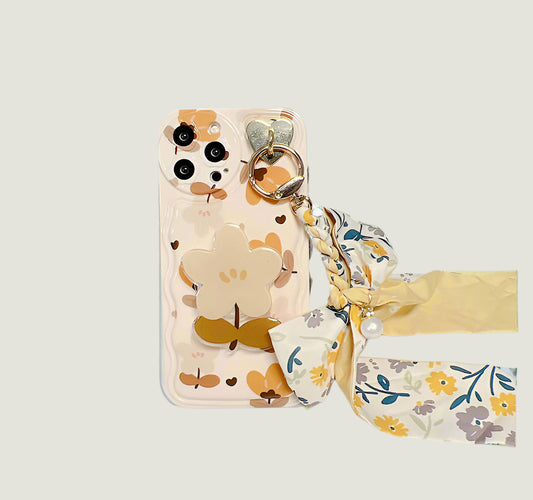 Autumn Leaves and Flowers with Bow Silk Scarf Phone Cases